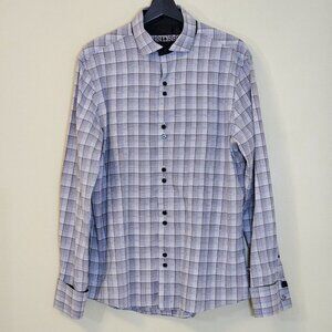 John Lennon Shirt Mens M Plaid Button Up LS Embroidery Hippie Boho Velvet Artsy